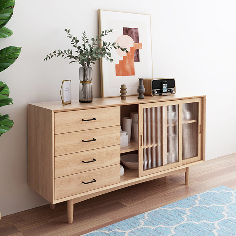 Simple Wood Sideboard 4 Drawer 2 Doors Cupboard for Living Room