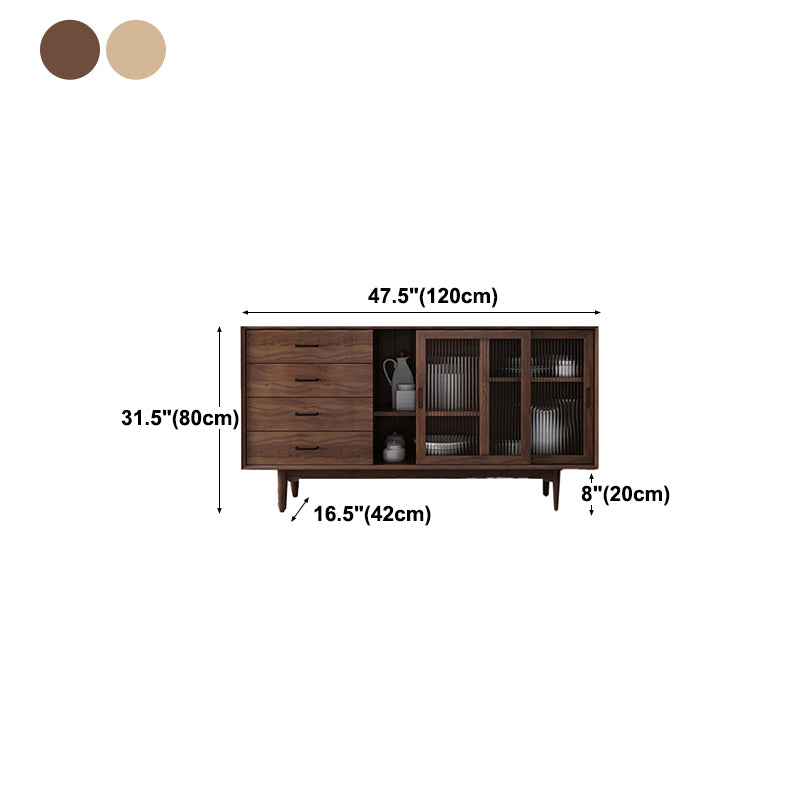 Simple Wood Sideboard 4 Drawer 2 Doors Cupboard for Living Room