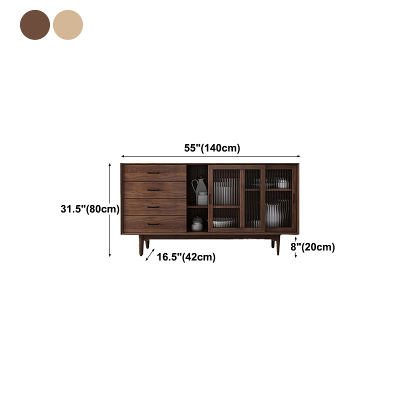 Simple Wood Sideboard 4 Drawer 2 Doors Cupboard for Living Room