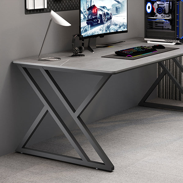 Rectangular Stone Top Writing Desk Modern Style Metal Legs Desk for Office