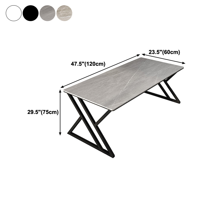 Rectangular Stone Top Writing Desk Modern Style Metal Legs Desk for Office