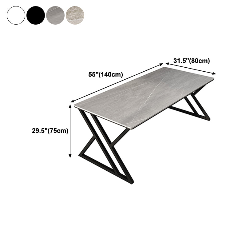 Rectangular Stone Top Writing Desk Modern Style Metal Legs Desk for Office