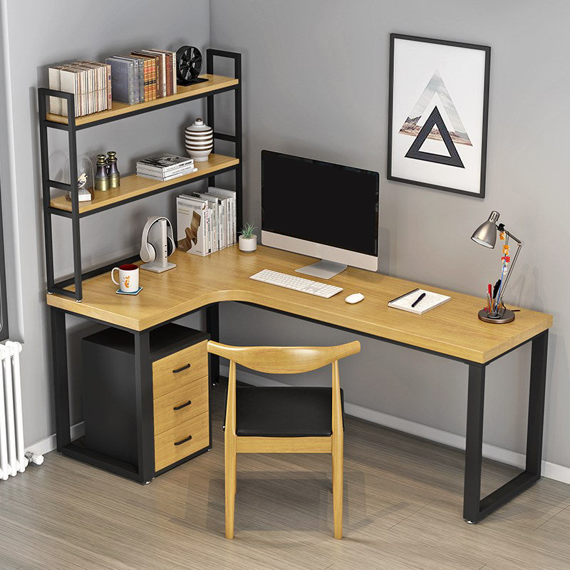 Pine Solid Wood Writing Desk Industrial Style L-Shape Office Desk