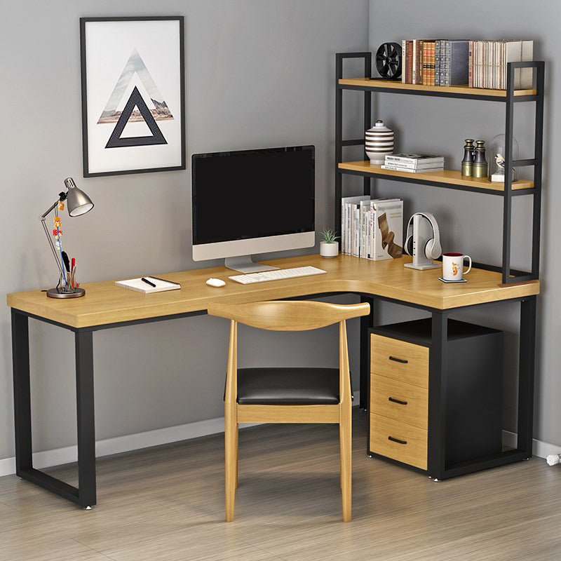 Pine Solid Wood Writing Desk Industrial Style L-Shape Office Desk