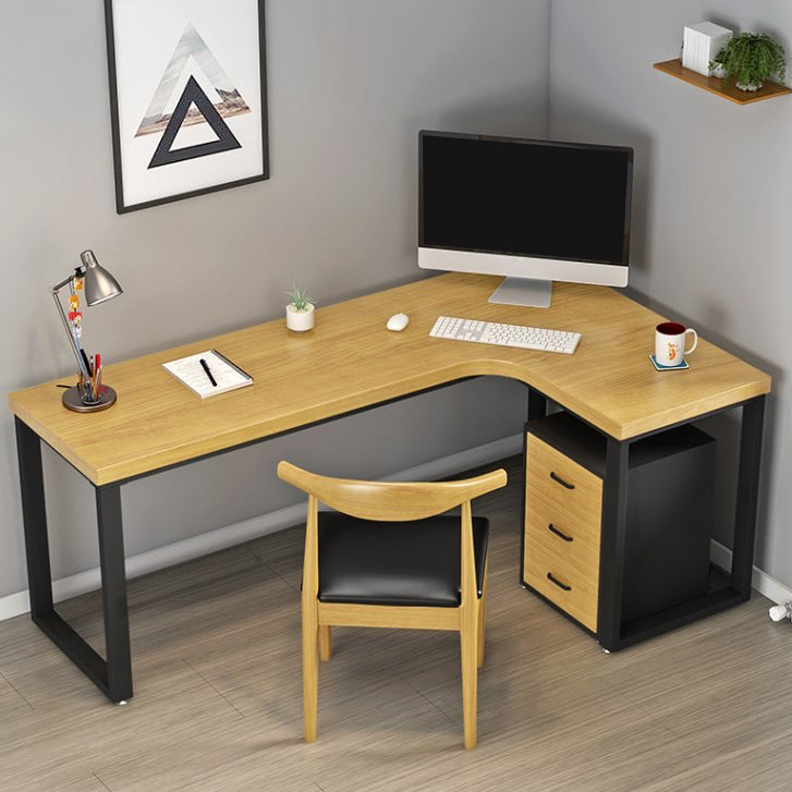 Pine Solid Wood Writing Desk Industrial Style L-Shape Office Desk