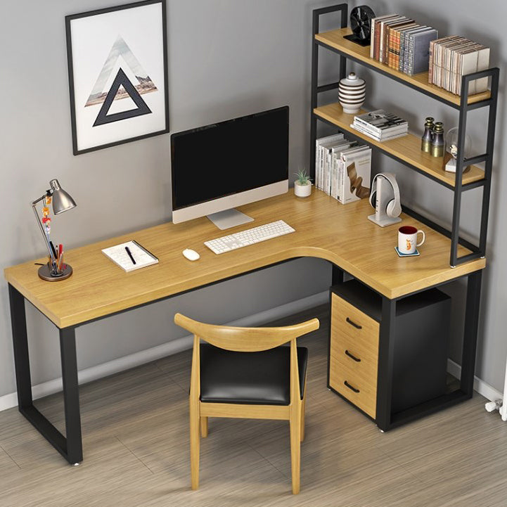 Pine Solid Wood Writing Desk Industrial Style L-Shape Office Desk