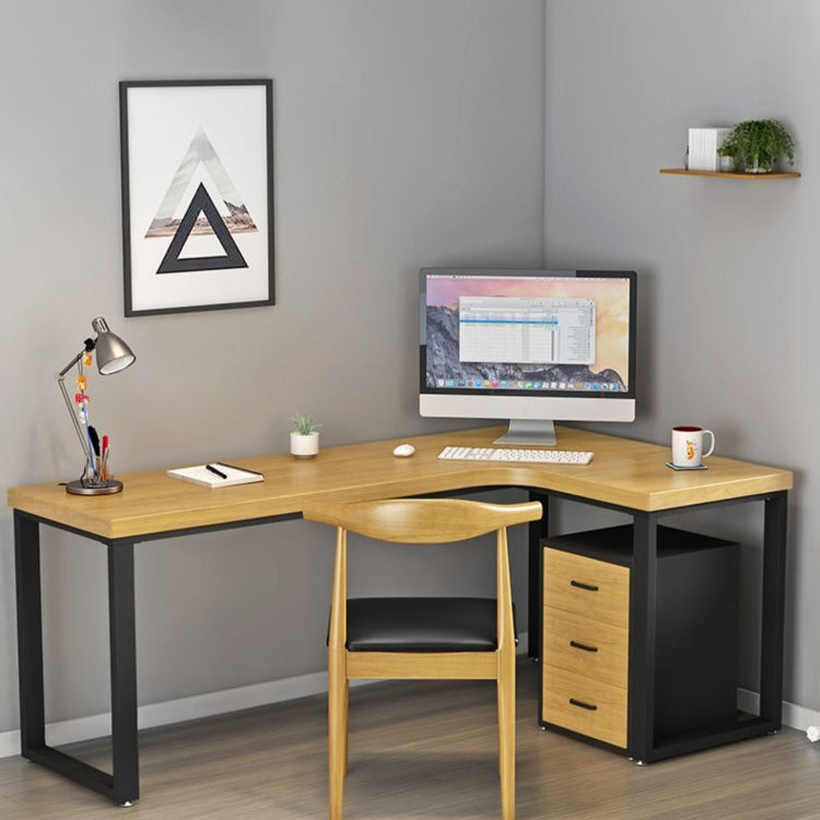 Pine Solid Wood Writing Desk Industrial Style L-Shape Office Desk