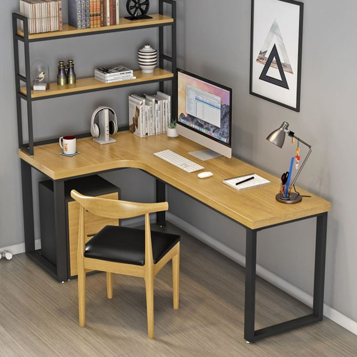 Pine Solid Wood Writing Desk Industrial Style L-Shape Office Desk