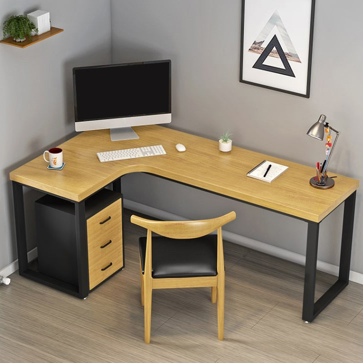 Pine Solid Wood Writing Desk Industrial Style L-Shape Office Desk