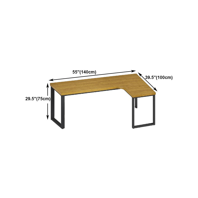 Pine Solid Wood Writing Desk Industrial Style L-Shape Office Desk