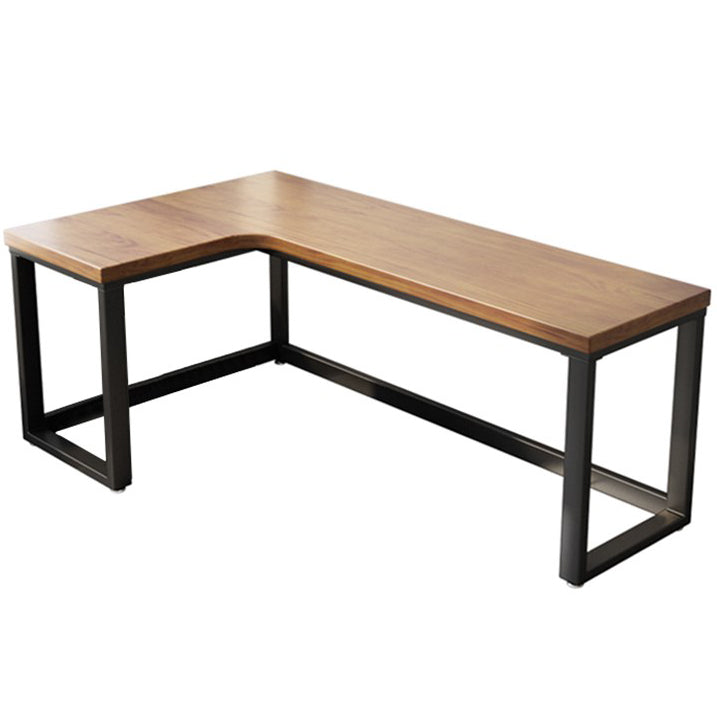 Solid Wood Writing Desk Industrial Style L-Shape Office Desk