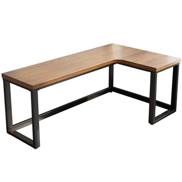 Solid Wood Writing Desk Industrial Style L-Shape Office Desk