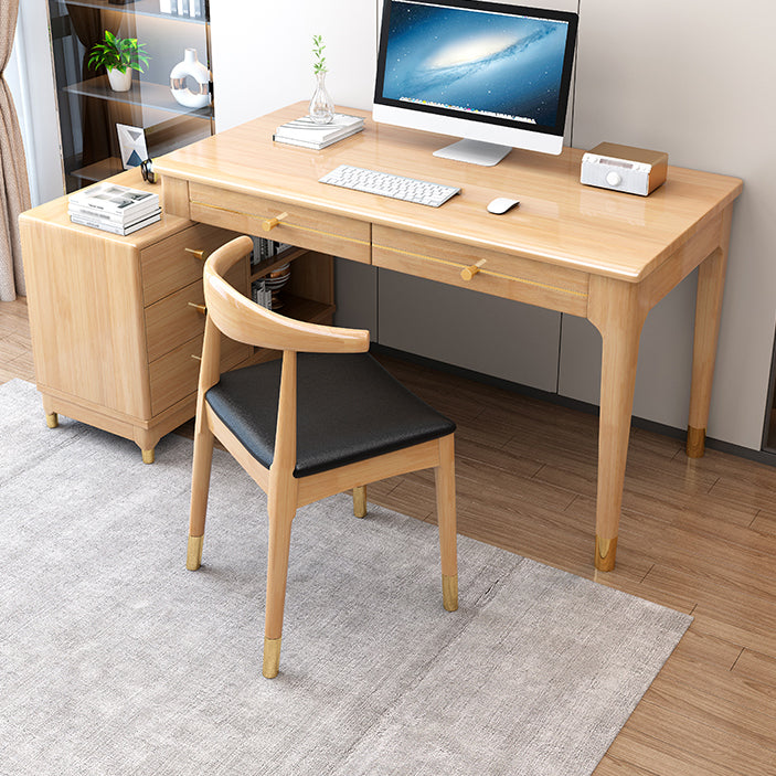 Rubberwood Storage and Drawers Writing Desk Rectangular Office Desk without Chair