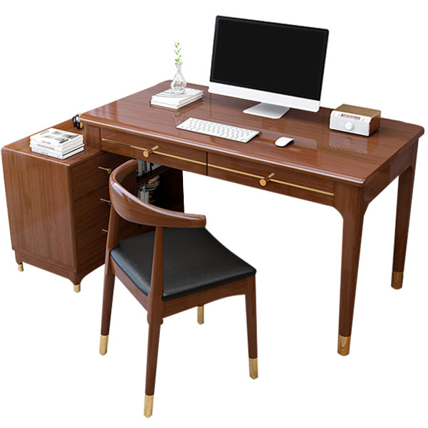 Rubberwood Storage and Drawers Writing Desk Rectangular Office Desk without Chair