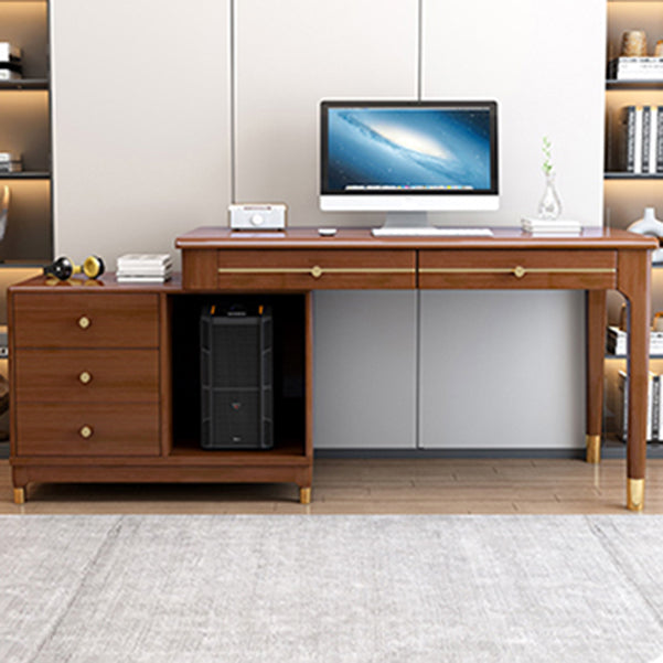 Rubberwood Storage and Drawers Writing Desk Rectangular Office Desk without Chair