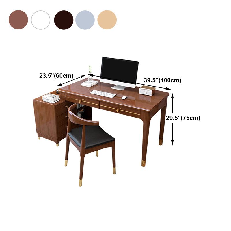 Rubberwood Storage and Drawers Writing Desk Rectangular Office Desk without Chair