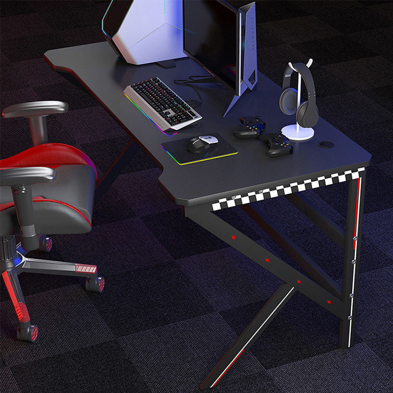 Black Color Bedroom Desk with Steel Table Legs Modern Game Desk