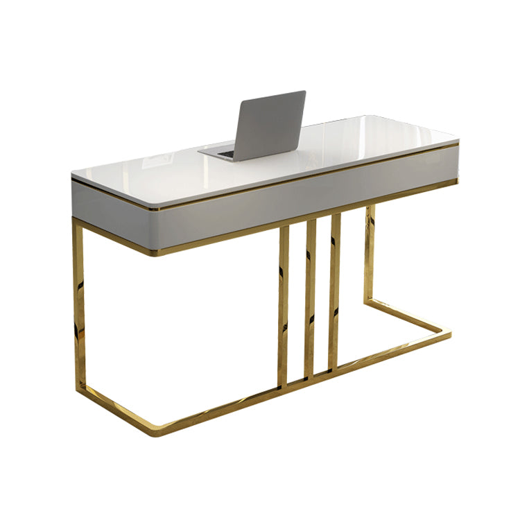 Glam Style 1-drawer Office Desk Metal Base Writing Desk for Office