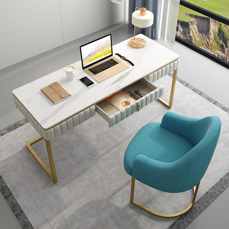 Glam Style 1-drawer Office Desk Metal Base Writing Desk for Office