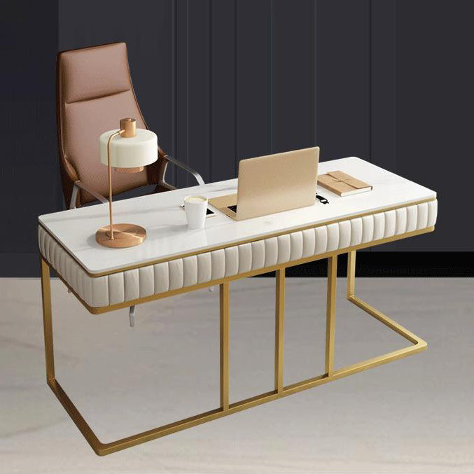 Glam Style 1-drawer Office Desk Metal Base Writing Desk for Office