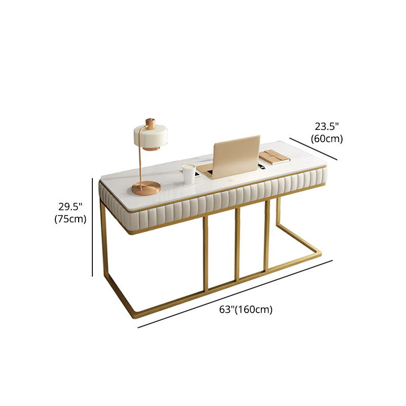 Glam Style 1-drawer Office Desk Metal Base Writing Desk for Office