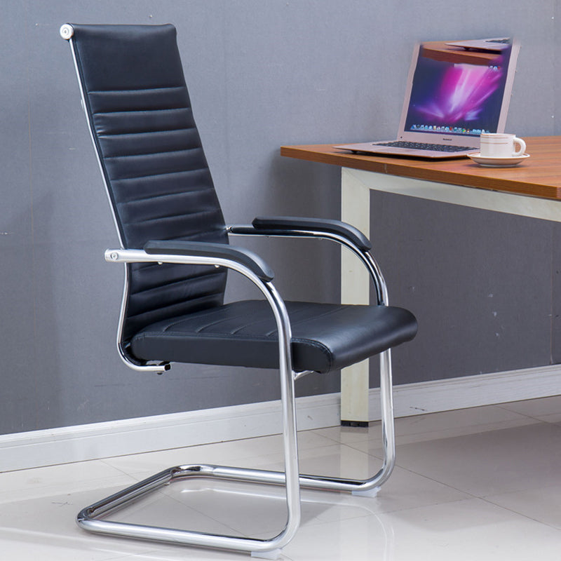 Modern Black Leather Desk Chair with Mid Back and High Back Home Office Chair