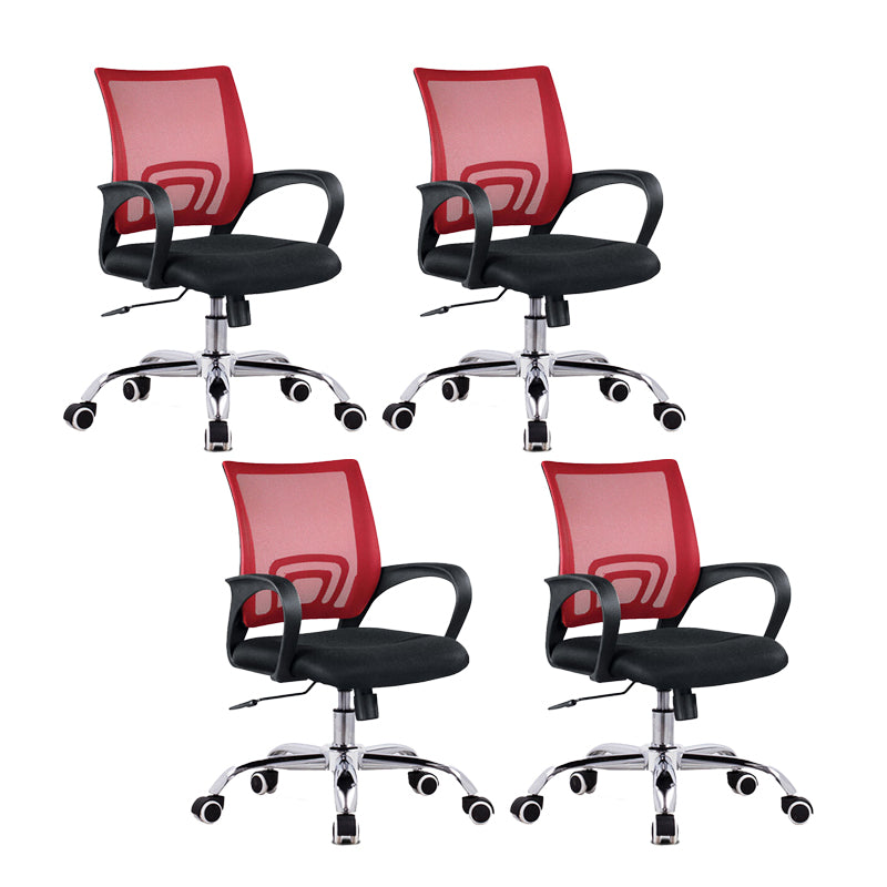 Modern Mesh Task Chair with Fixed Arms Microfiber Ergonomic Computer Chair