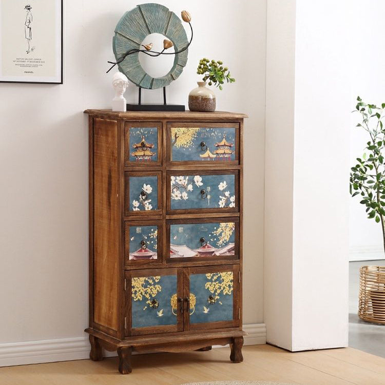 Traditional Style Storage Chest Dresser Solid Wood Combo Dresser with Drawers and Door