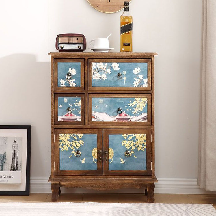 Traditional Style Storage Chest Dresser Solid Wood Combo Dresser with Drawers and Door