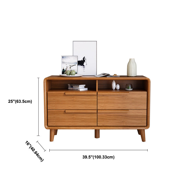 Modern Style Brown Storage Chest Dresser Solid Wood Chest with Drawers