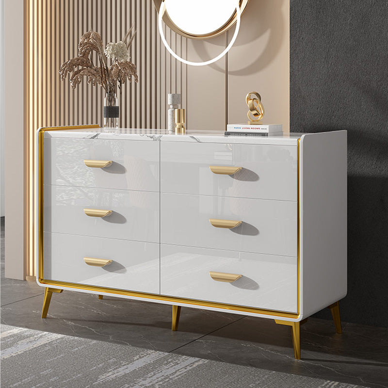 Glam Style Gold Storage Chest Dresser Wooden Chest with Multi Drawers