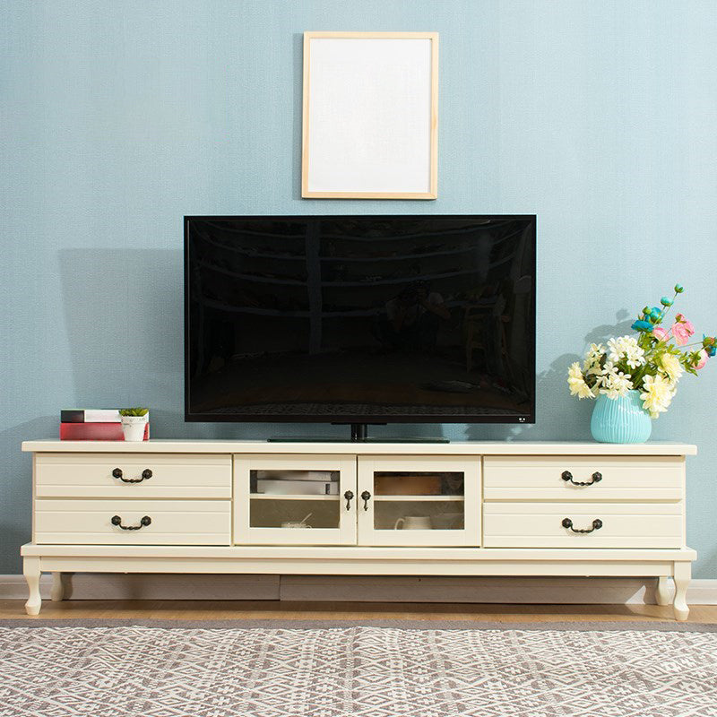 Traditional Enclosed Storage TV Stand Wooden TV Cabinet with Splayed Wooden Legs