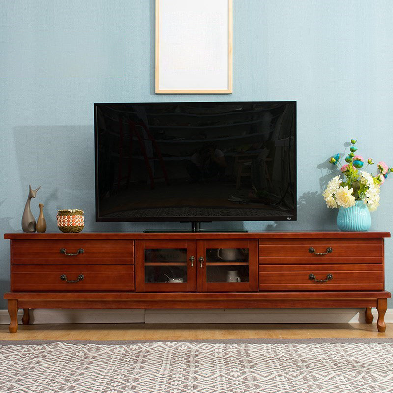 Traditional Enclosed Storage TV Stand Wooden TV Cabinet with Splayed Wooden Legs