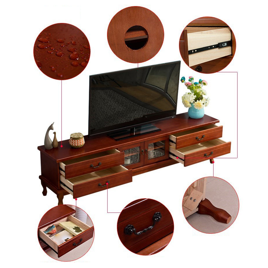 Traditional Enclosed Storage TV Stand Wooden TV Cabinet with Splayed Wooden Legs