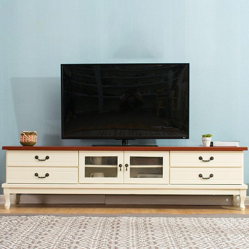 Traditional Enclosed Storage TV Stand Wooden TV Cabinet with Splayed Wooden Legs