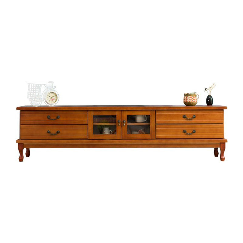 Traditional Enclosed Storage TV Stand Wooden TV Cabinet with Splayed Wooden Legs