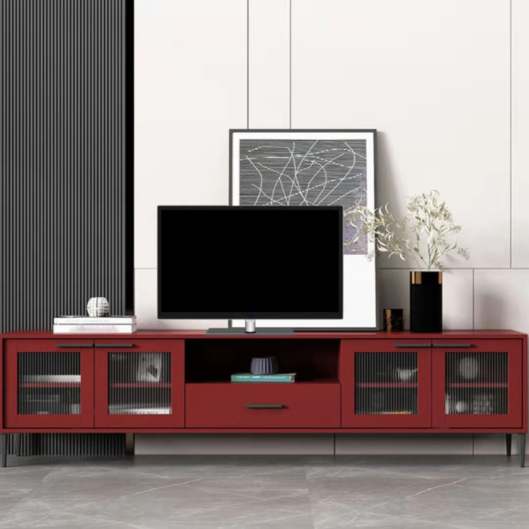 Matte Finish Media Console with Enclosed Storage Scandinavian Faux Wood TV Media Stand