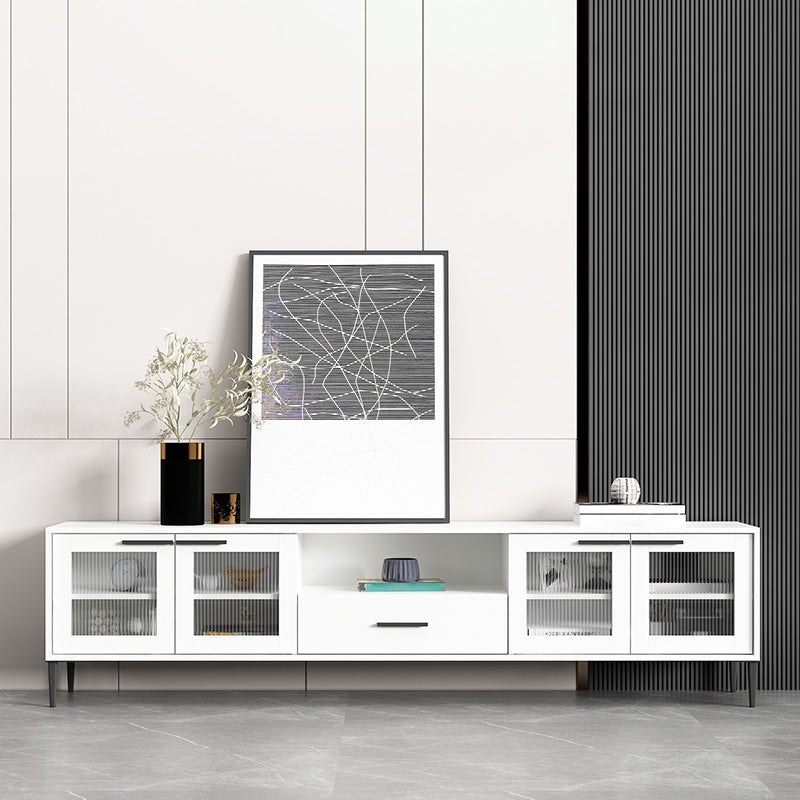 Matte Finish Media Console with Enclosed Storage Scandinavian Faux Wood TV Media Stand