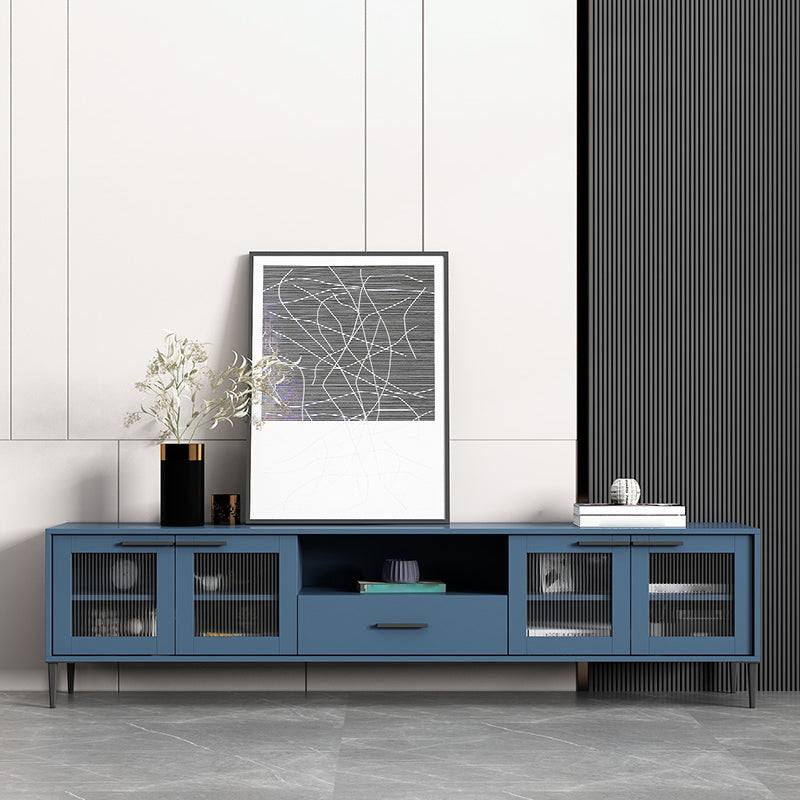 Matte Finish Media Console with Enclosed Storage Scandinavian Faux Wood TV Media Stand