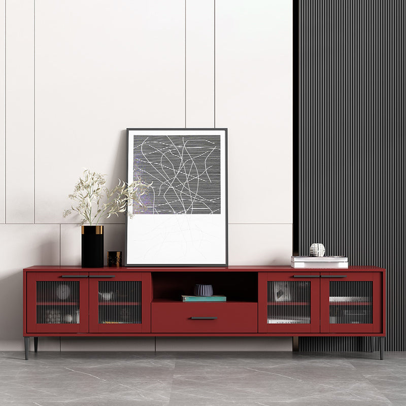 Matte Finish Media Console with Enclosed Storage Scandinavian Faux Wood TV Media Stand