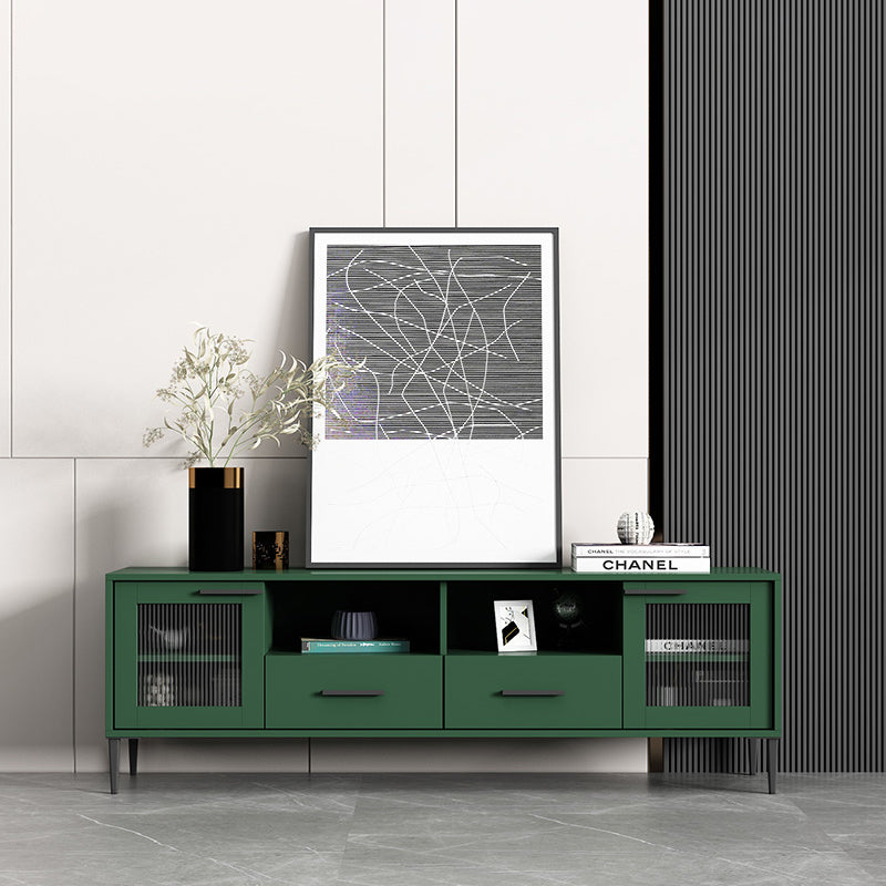 Matte Finish Media Console with Enclosed Storage Scandinavian Faux Wood TV Media Stand