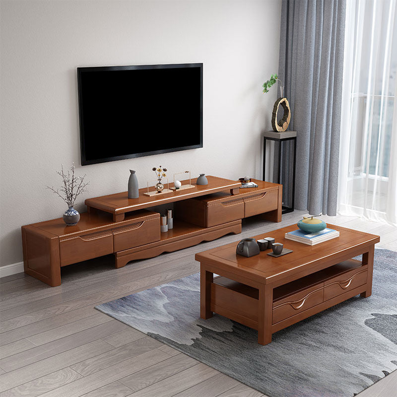 Engineered Wood TV Media Console Traditional TV Media Stand with Drawers