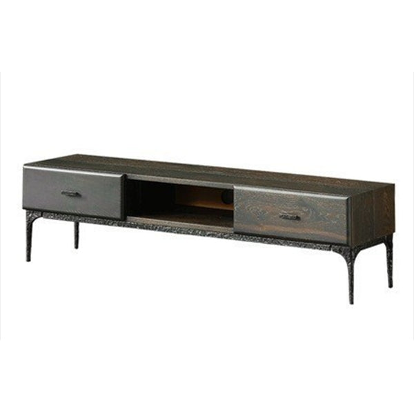 15.75"W TV Stand Industrial Style Solid Wood Brown TV Console with Drawer