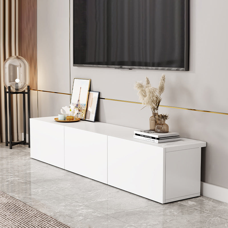 Contemporary TV Stand with Drawers / Cabinets in White , Faux Wood TV Console