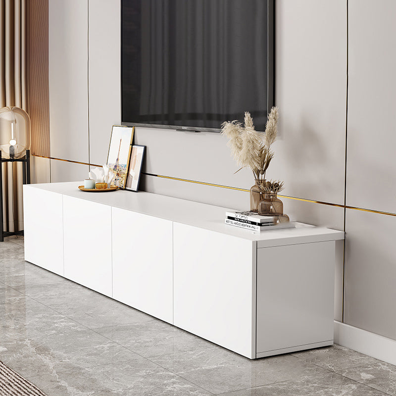 Contemporary TV Stand with Drawers / Cabinets in White , Faux Wood TV Console