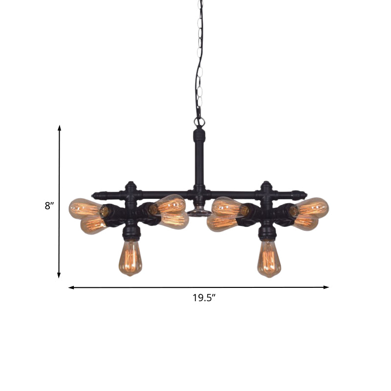 Metallic Black Hanging Kronleuchter Radialrohr 10-Kopf-industrielle Deckenlampe für Wohnzimmer