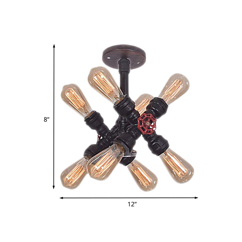 8-Bulb Iron Semi Flush Mont