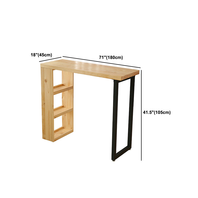 Pine Wood Bar Dining Table Rectangle Industrial Bar Dining Table with Sled Base