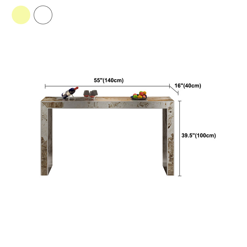 White Rectangle Bar Dining Table Modern Bar Table with Sled Base