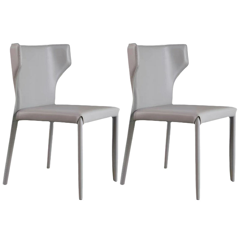 Contemporary Leather Dining Chair Wingback Side Chair in Matte Finish